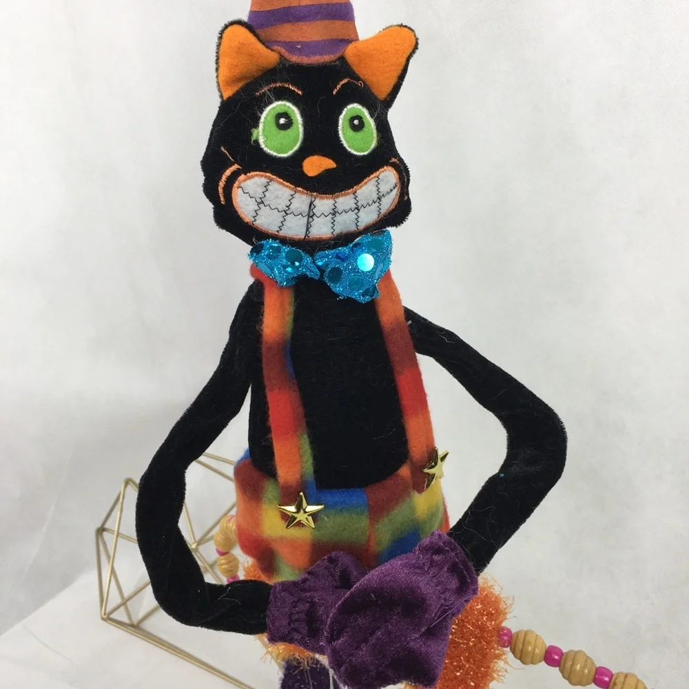 Adorable Halloween Cat  in Black, Orange, Purple, and Green… Bendable!